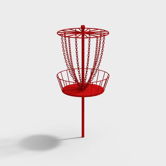Vibrant Red Disc Golf Target Basket 3D model
