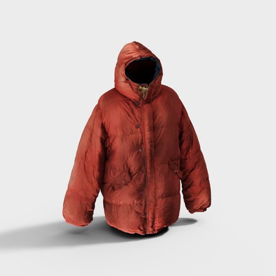 Stylish Red Puffer Jacket 3D model