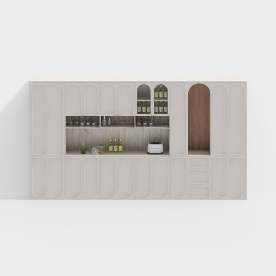 French Side Cabinet 3D Model in White
