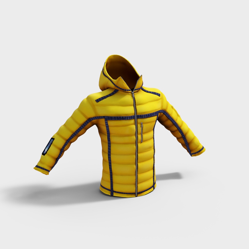 Stylish Yellow Puffer Jacket 3D model