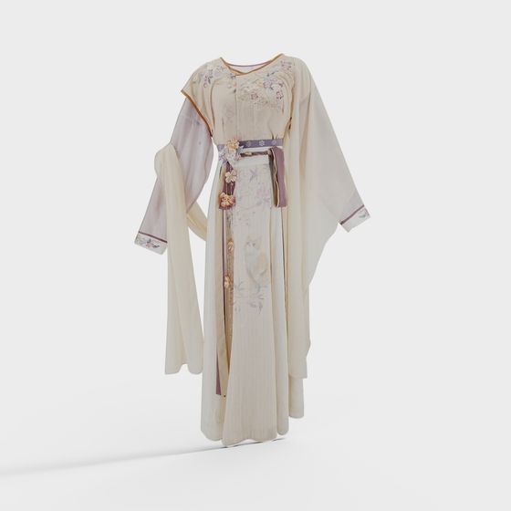 Elegant Low-Poly Hanfu 3D model for Creative Projects