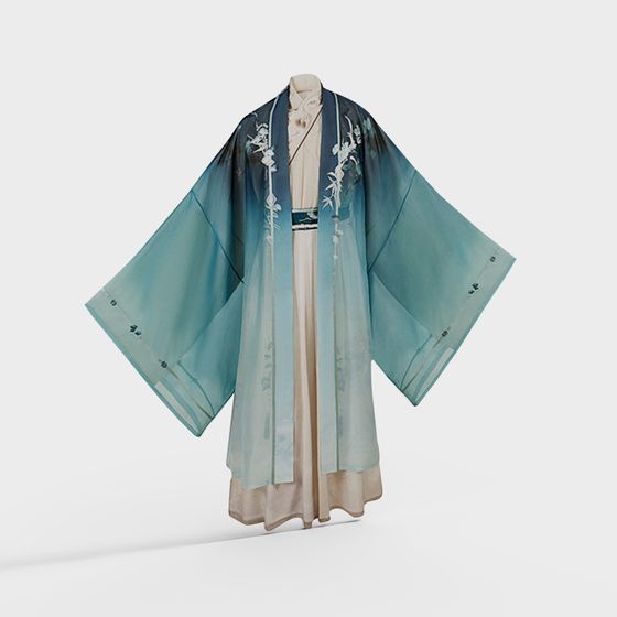 Elegant Hanfu 3D Model - 'Cloud Dress'