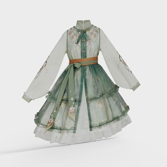 Elegant Hanfu 3D Model with Low-Poly Design