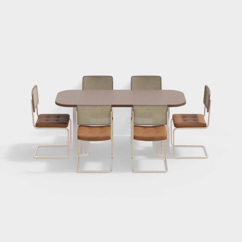 Urban Living Room Low-Poly 3D Model – Metal & Leather