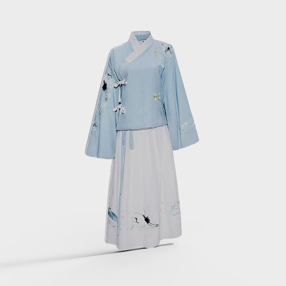 Elegant Hanfu 3D model with Traditional Chinese Aesthetics