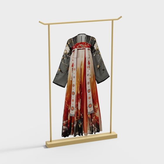 Traditional Chinese Attire High-Detail Low-Poly 3D Model