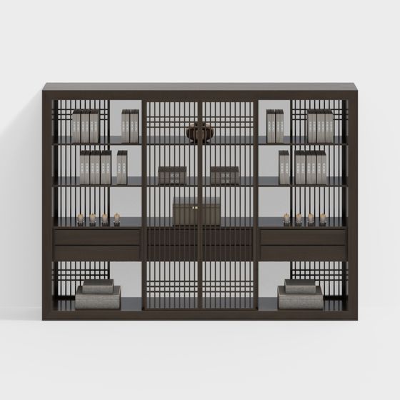 Zen-Inspired Bookshelf 3D model