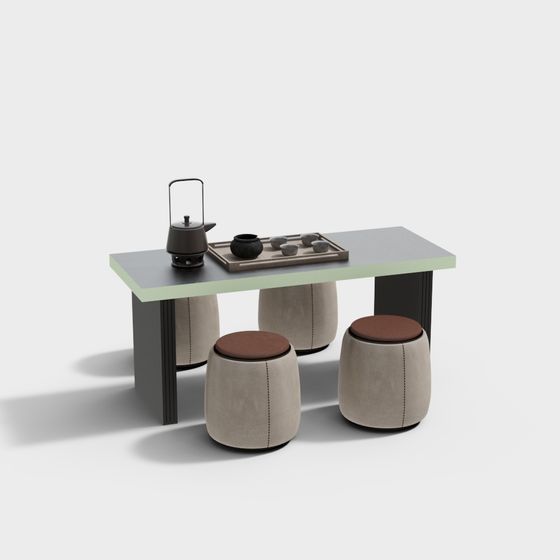 Elegant Low-Polygon Tea Table 3D model