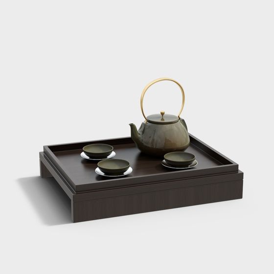 Elegant Japanese Teapot Set 3D model