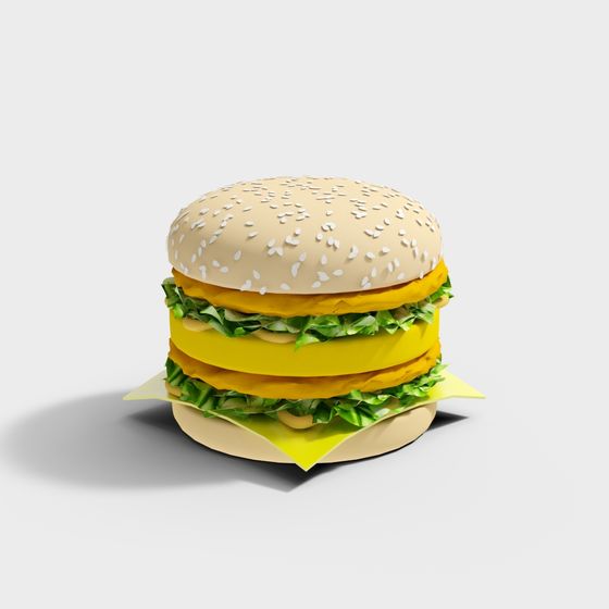 Realistic 3D Burger Model for Creative Projects