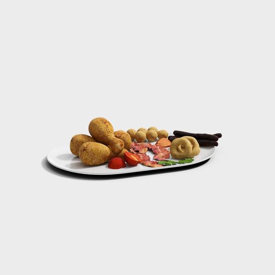 Detailed Breakfast Platter 3D model