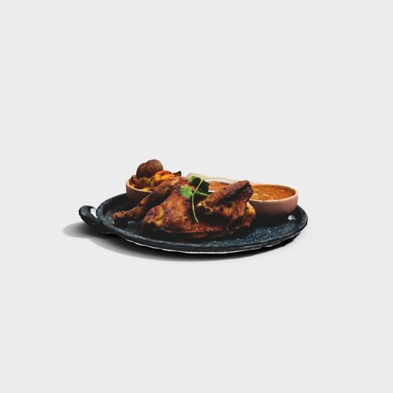Realistic Roast Chicken Feast 3D model