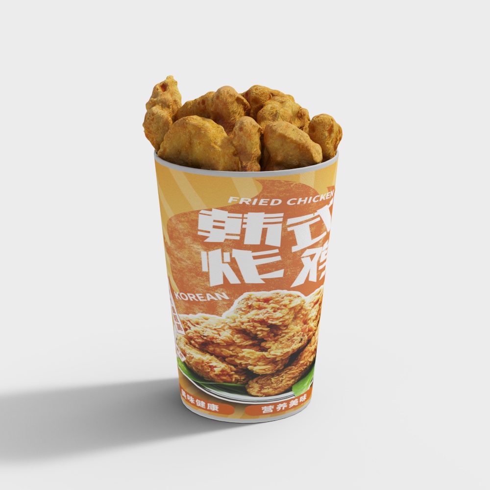 Korean Style Fried Chicken Cup 3D model