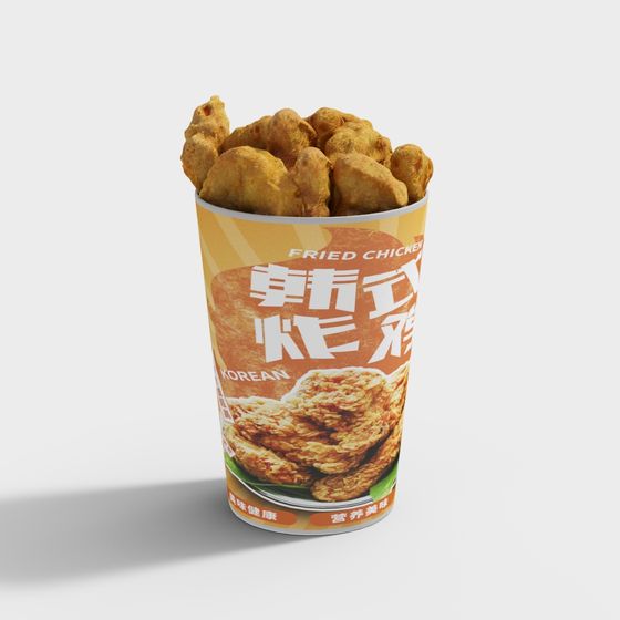 Korean Style Fried Chicken Cup 3D model