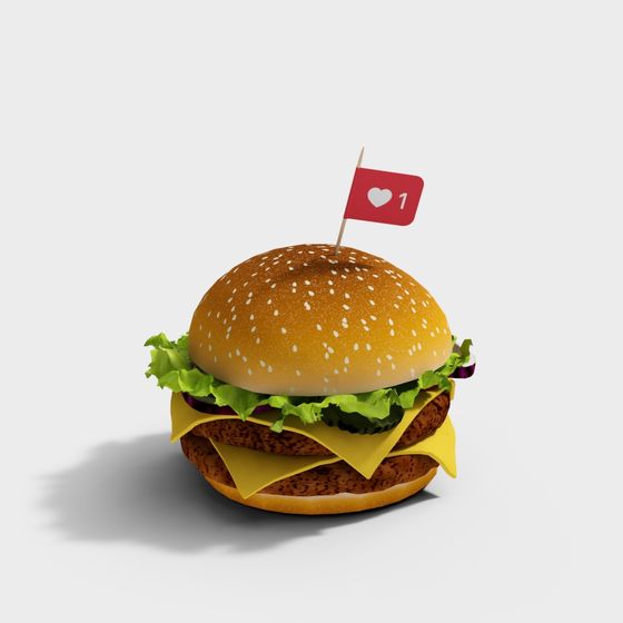 Realistic 3D Burger Model for Creative Designs