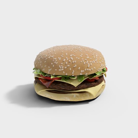 Realistic Low-Poly Hamburger 3D Model for Creative Projects