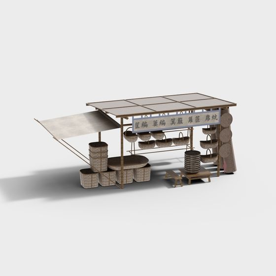 Oriental Bamboo Stall 3D model
