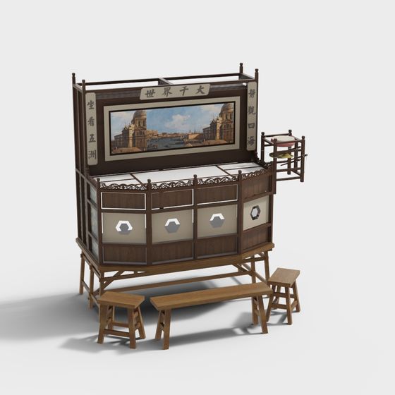 Traditional Teahouse 3D model with Oriental Charm