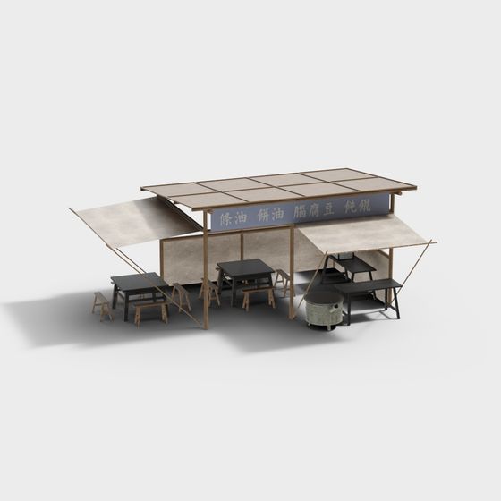 Charming Street Food Stall 3D model