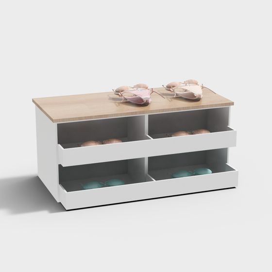 Stylish Low-Polygon Shoe Cabinet 3D Model