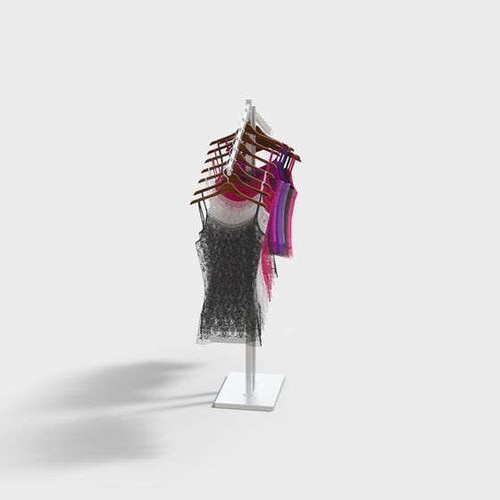 Stylish Low-Poly Clothes Rack 3D Model