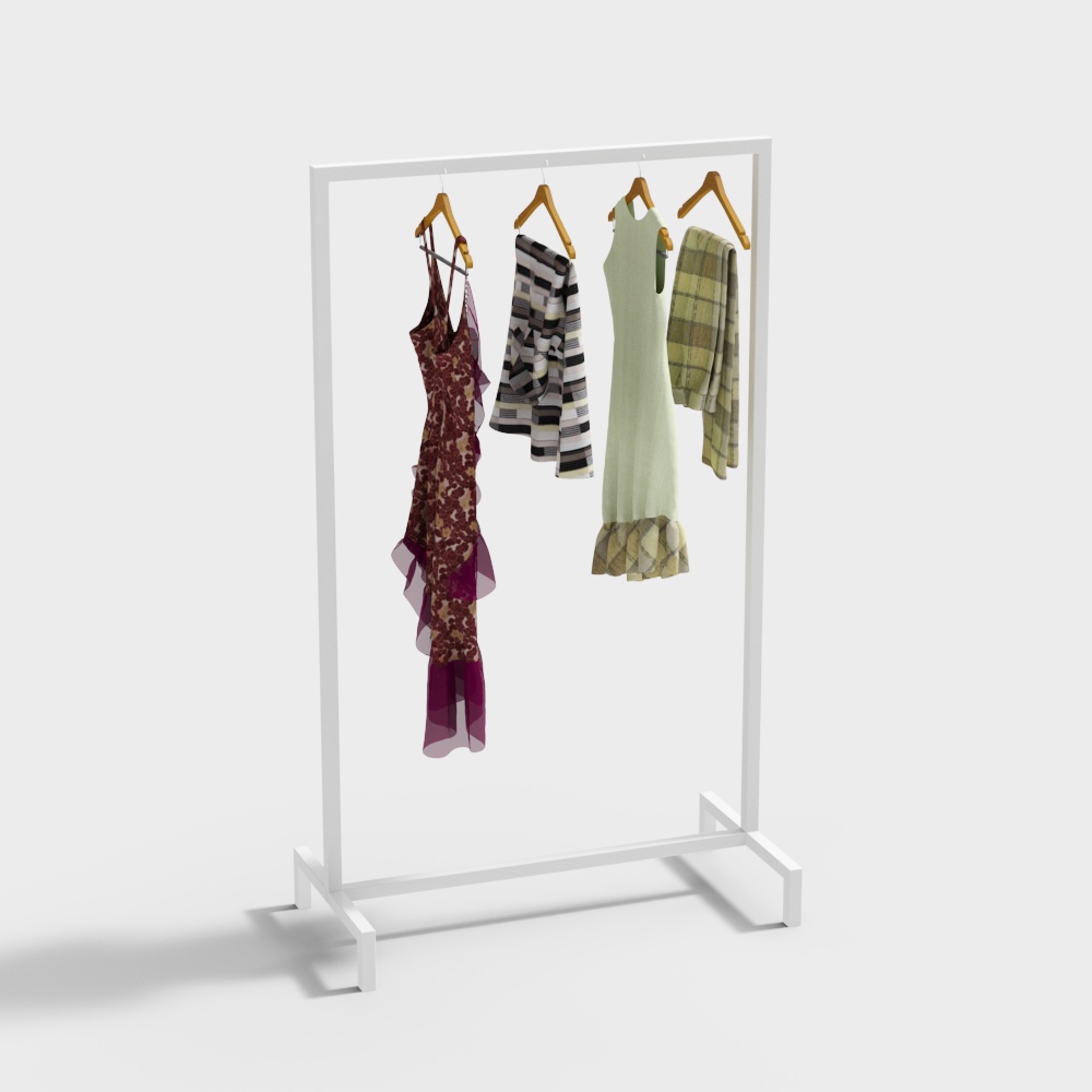 Stylish Low-Polygon Clothing Rack 3D model