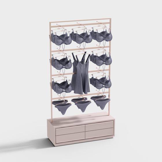Chic Lingerie Display Rack 3D model for Modern Retail