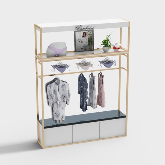 Elegant Clothing Display Rack 3D model
