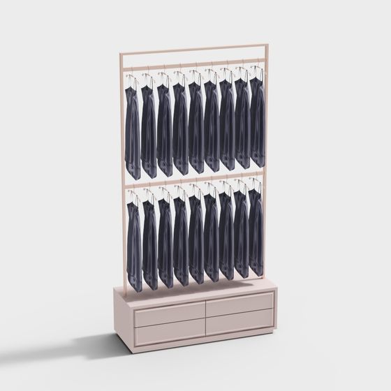 Modern Minimalist Clothing Rack Display Cabinet 3D model