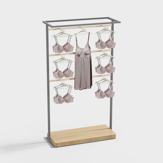 Elegant Low-Poly Lingerie Display Rack 3D model