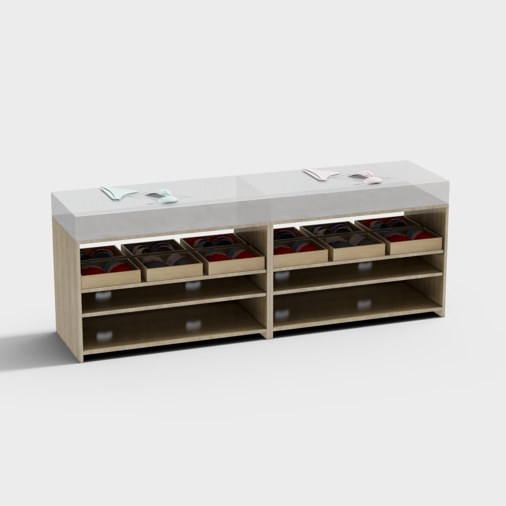 Elegant Low-Polygon Shoe Cabinet 3D model