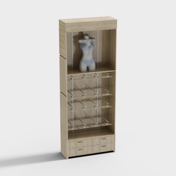 Elegant Low-Poly Wardrobe 3D model for Contemporary Spaces