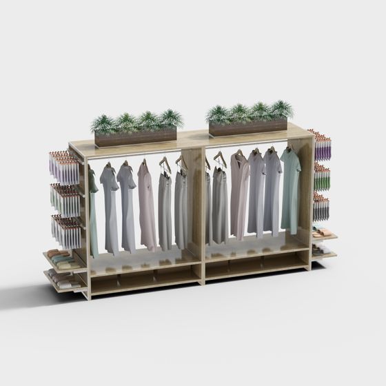 Low-Polygon Clothing Display Rack 3D model