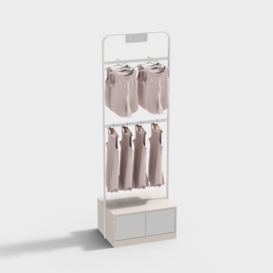 Modern Minimalist Clothing Display Rack 3D model