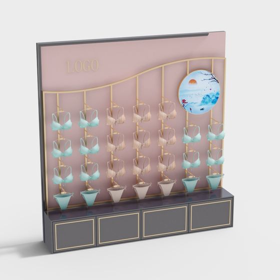 Elegant Lingerie Display Rack 3D model