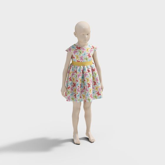 Whimsical Low-Poly Girl 3D Model