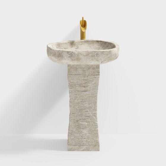 Elegant Stone Pedestal Sink 3D model for Contemporary Spaces