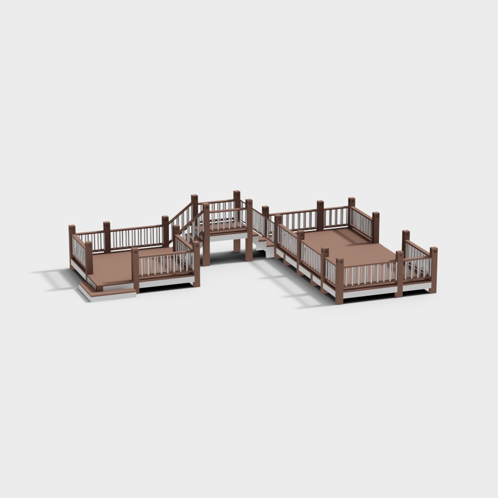 Rustic Wooden Bridge Collection 3D Model – Low-Poly Natural Design