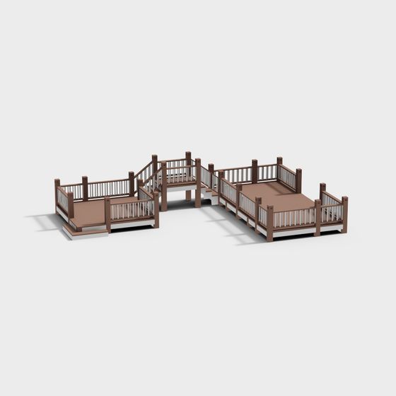 Rustic Wooden Bridge Collection 3D model