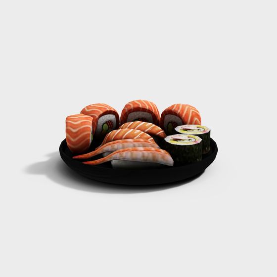 Low Polygon Sushi Plate 3D model
