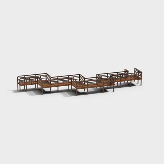 Low Polygon Wooden Walkway 3D model