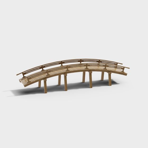 Exquisite Polygons Wooden Bridge 3D model