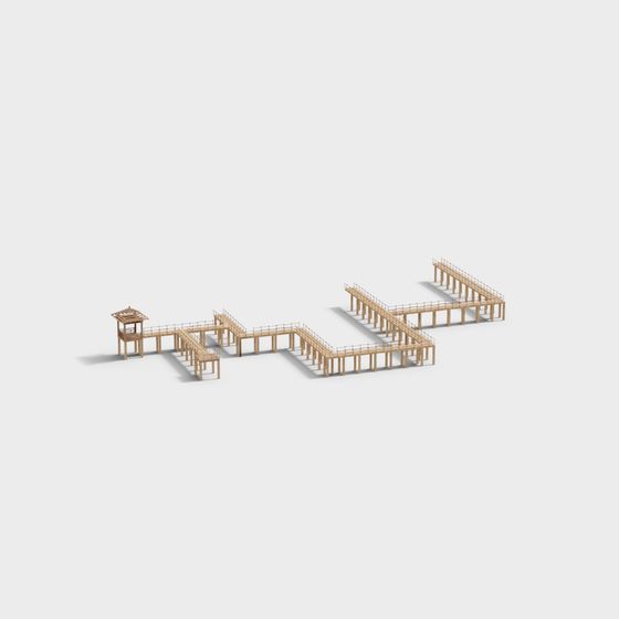 Elegant Low Poly Wooden Observation Deck 3D Model