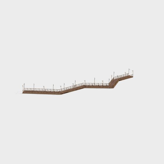 Meandering Wooden Bridge 3D model