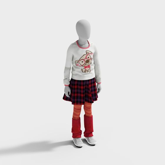 Playful Low-Poly Little Girl 3D Model for Creative Projects