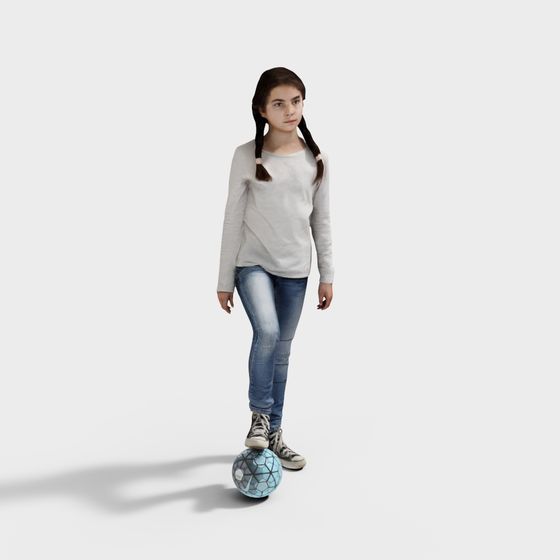 Stylish Low-Poly Girl 3D model for Creative Projects