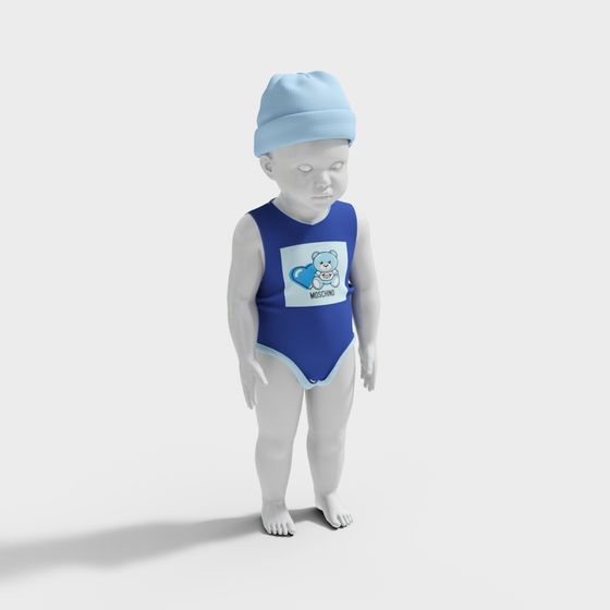 Charming Baby Blue 3D model with Cute Design