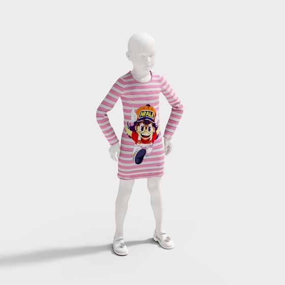 Charming Low-Poly Little Girl 3D Model