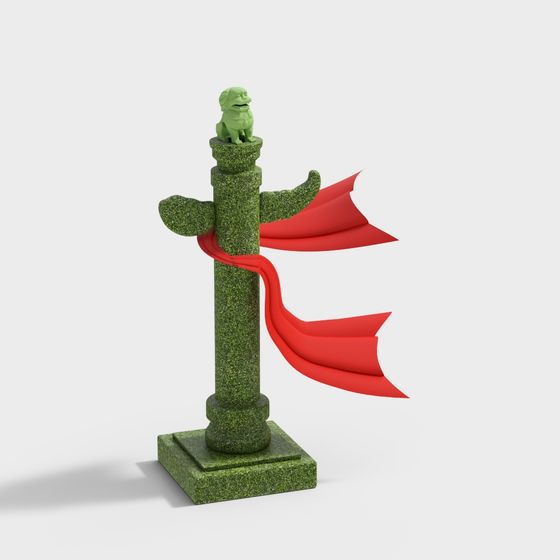 Oriental Style Stone Column 3D model