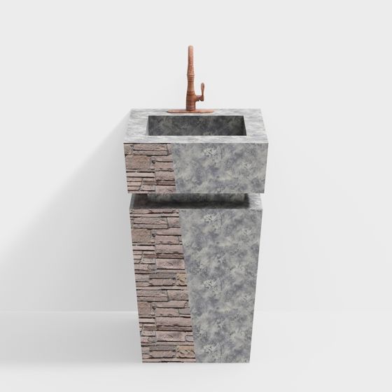 Urban Water Feature Low-Poly Detailed 3D model